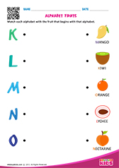 Match Alphabet Fruits k to o
